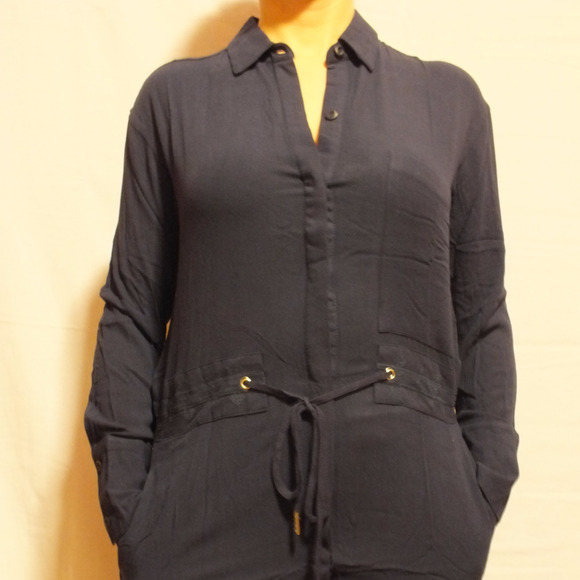 Esley Tops - NWT Esley Anthro Navy Belted Tunic Dress
